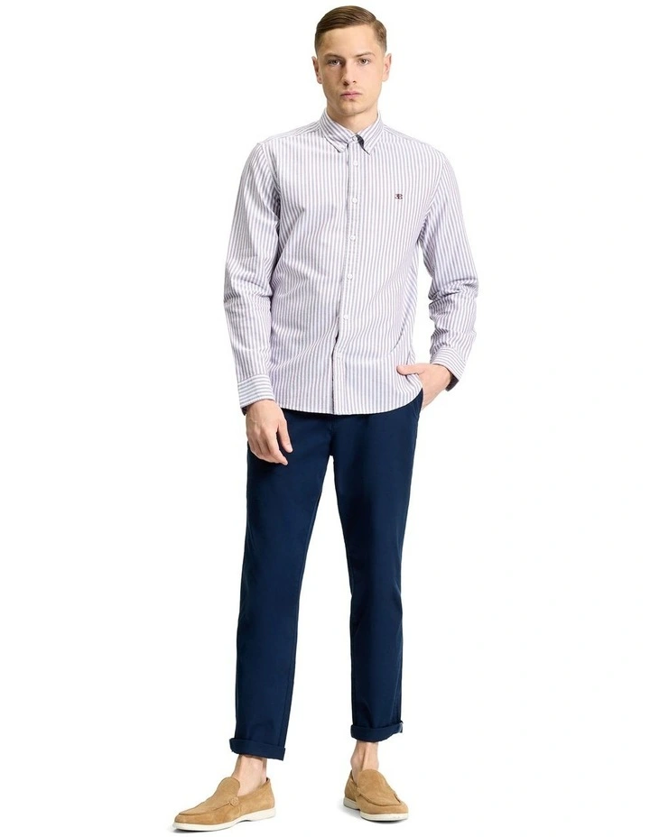 Oxford Stripe Long Sleeve Shirt in Cherry image 3