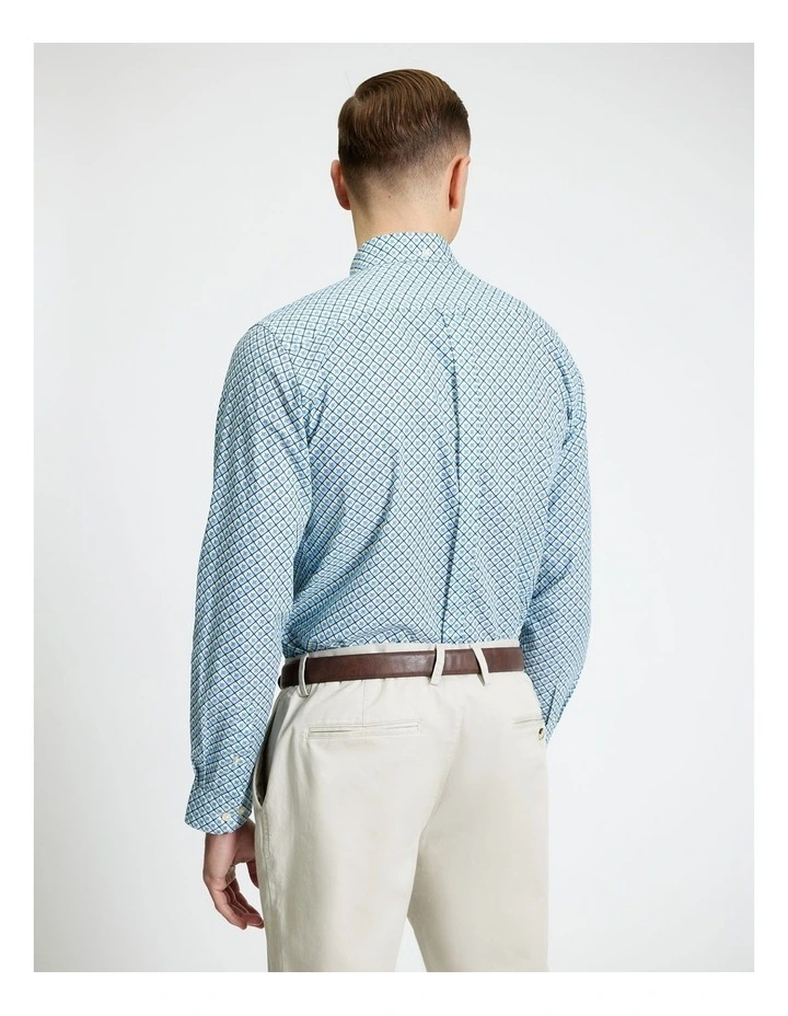 Split Geo Print Long Sleeve Shirt Powder Blue image 2