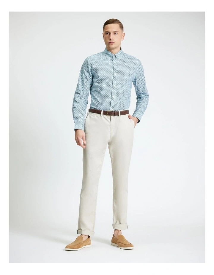 Split Geo Print Long Sleeve Shirt Powder Blue image 3