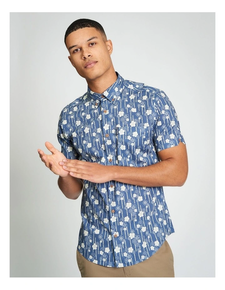 Floral Bamboo Print in Indigo image 1