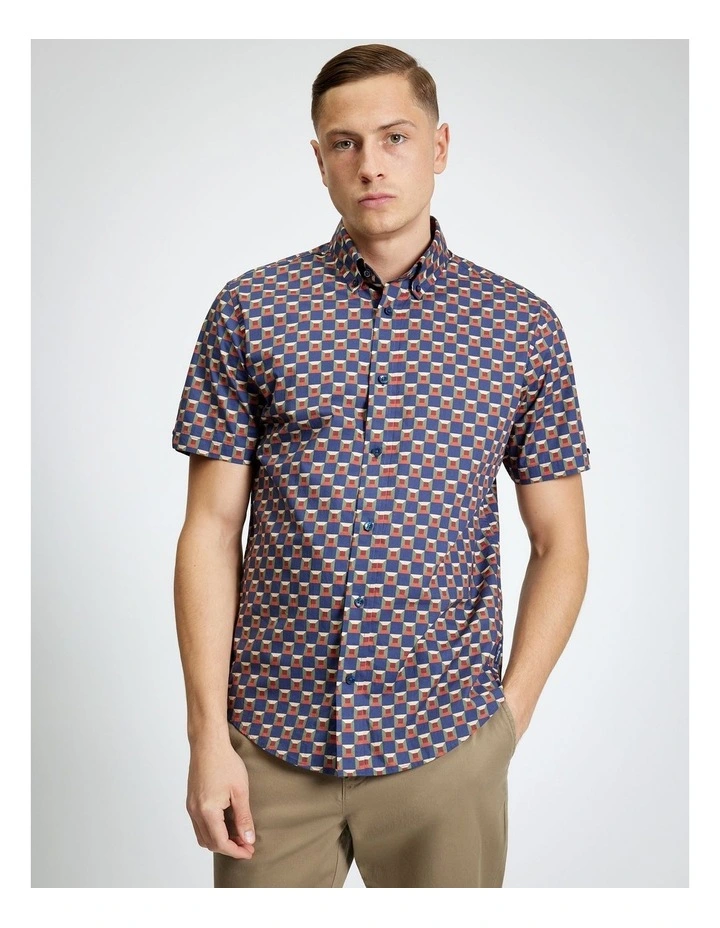 Retro Geo Print in Twilight Denim image 1