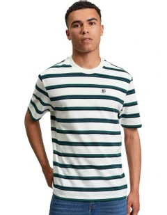 Textured Stripe Tee in Snow White