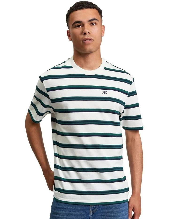 Textured Stripe Tee in Snow White image 1