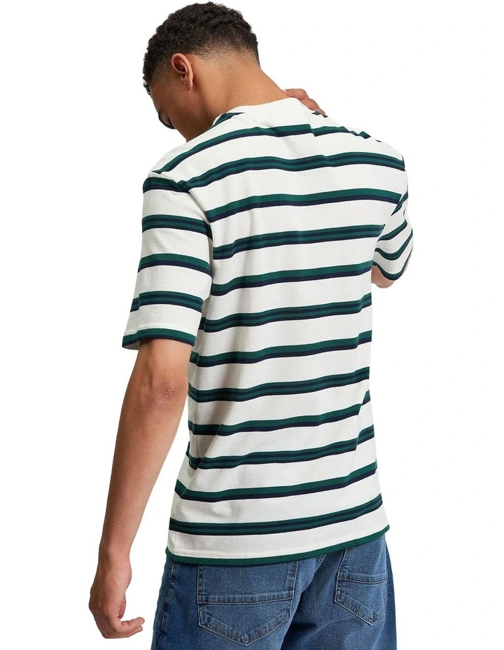 Textured Stripe Tee in Snow White image 2