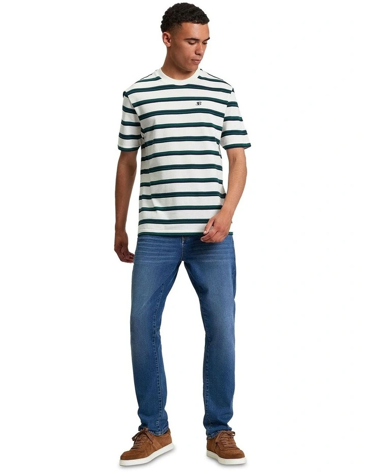 Textured Stripe Tee in Snow White image 3