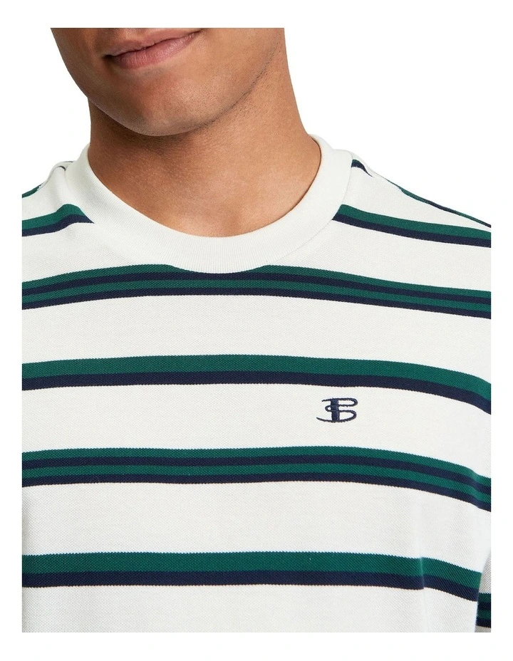 Textured Stripe Tee in Snow White image 4