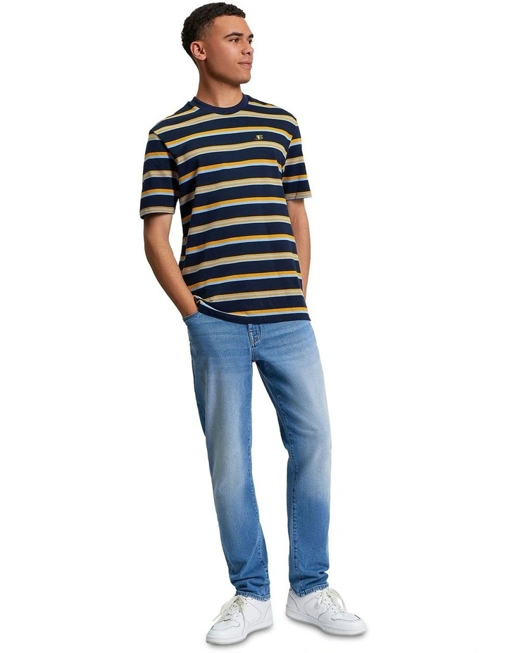 Textured Stripe Tee in Dark Navy image 3