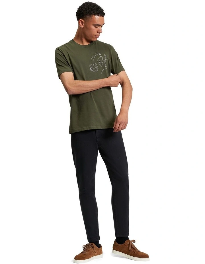 Headphone Tee in Khaki image 3
