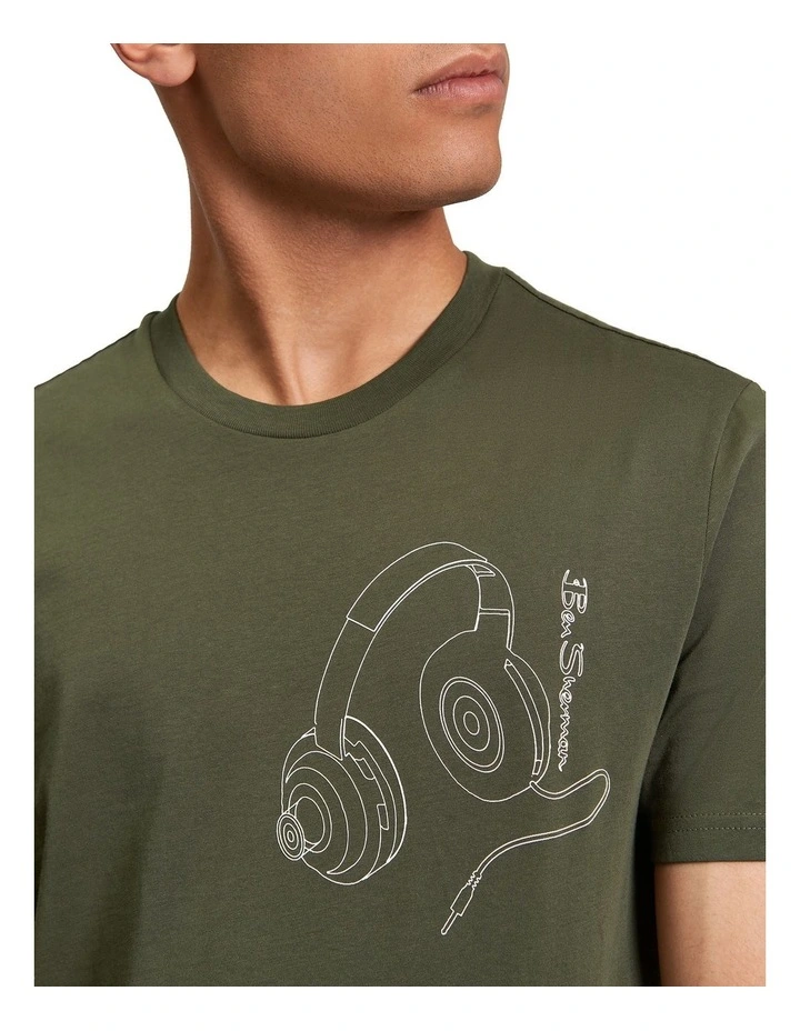 Headphone Tee in Khaki image 4