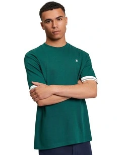 Textured Tipped Tee in Dark Green