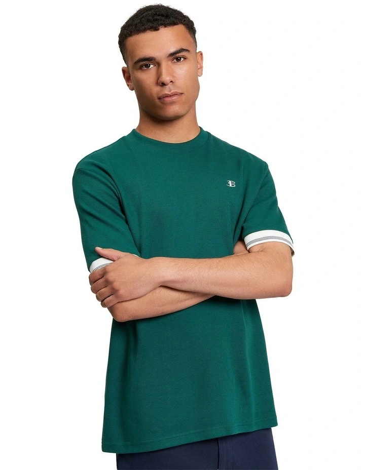 Textured Tipped Tee in Dark Green image 1
