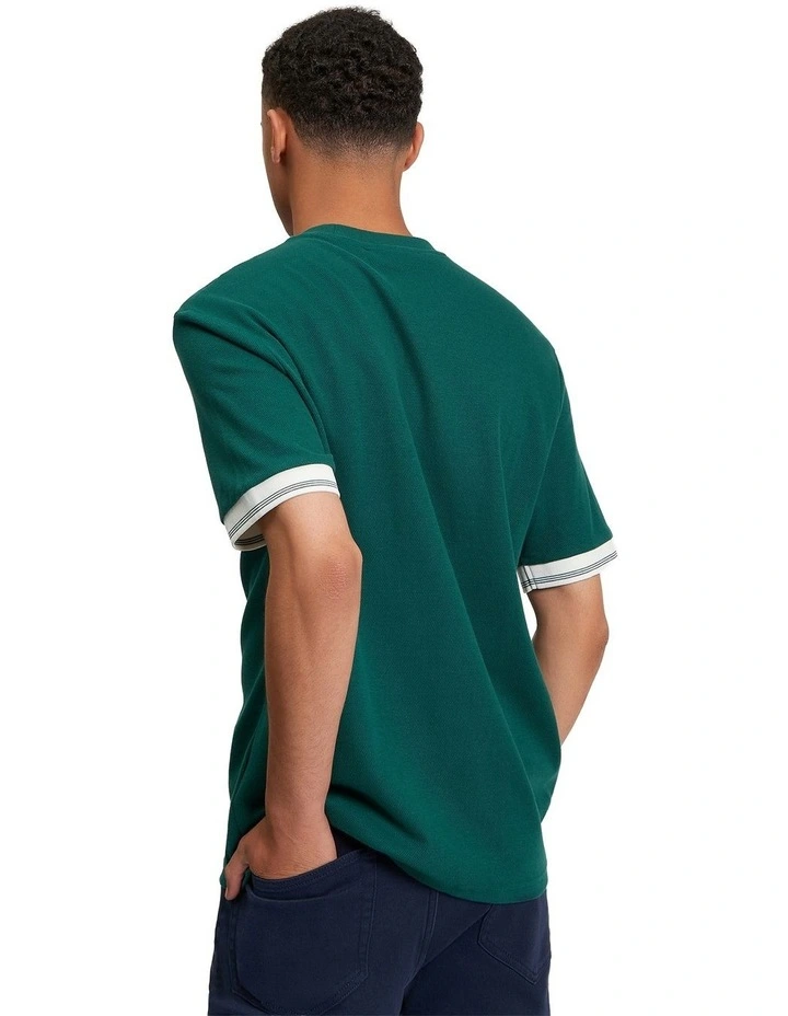 Textured Tipped Tee in Dark Green image 2