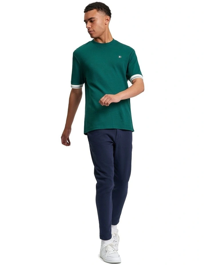 Textured Tipped Tee in Dark Green image 3