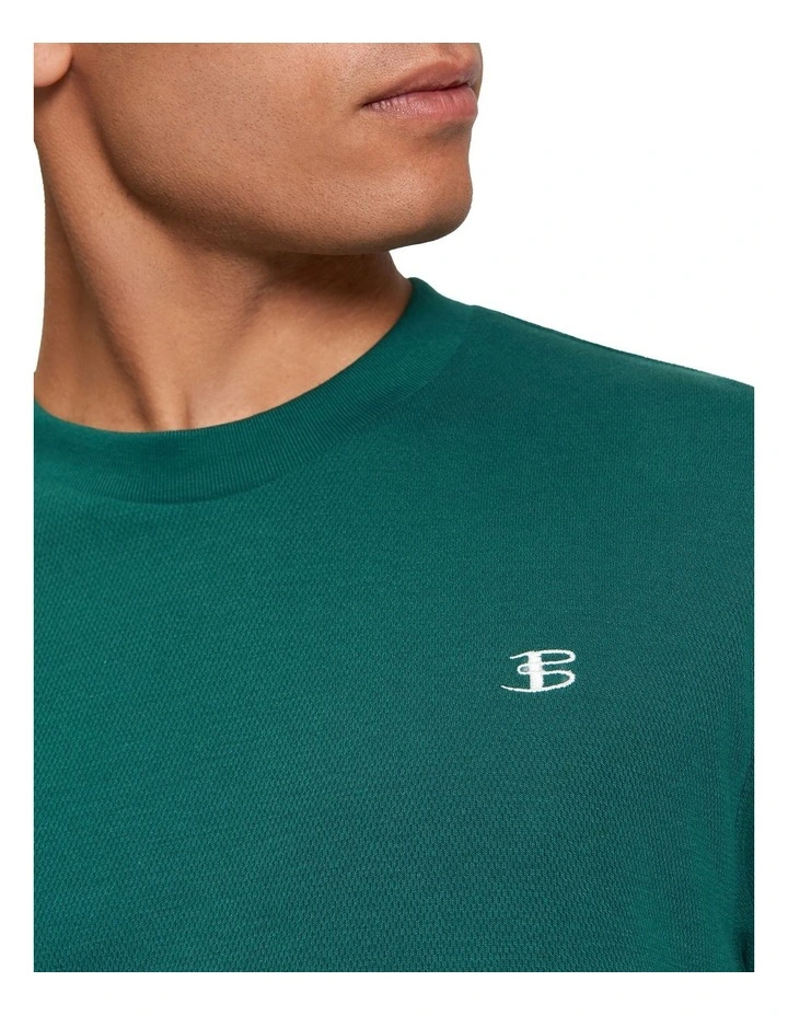 Textured Tipped Tee in Dark Green image 4