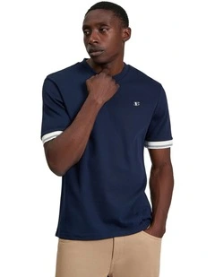 Textured Tipped Tee in Dark Navy