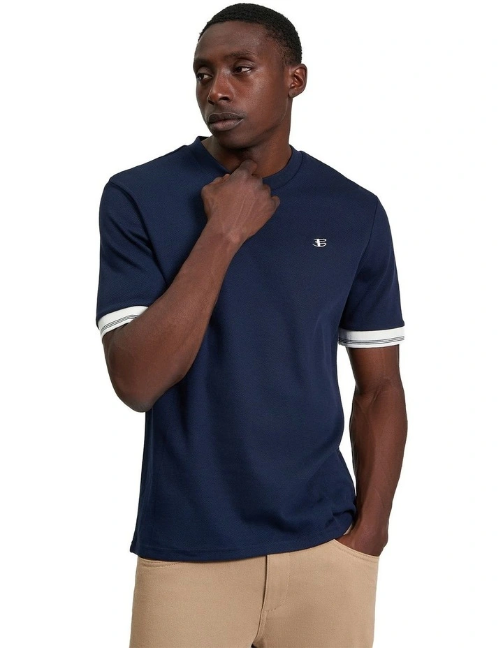 Textured Tipped Tee in Dark Navy image 1
