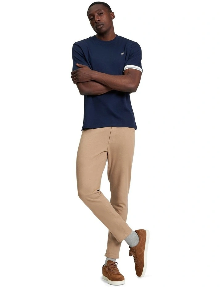 Textured Tipped Tee in Dark Navy image 3