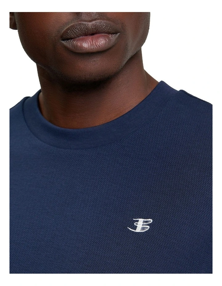 Textured Tipped Tee in Dark Navy image 4