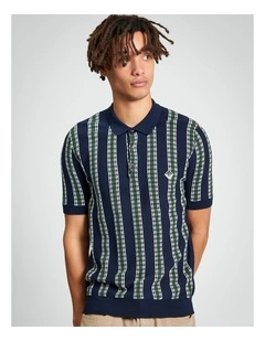 Jacquard Candy Stripe Polo in Dark Navy