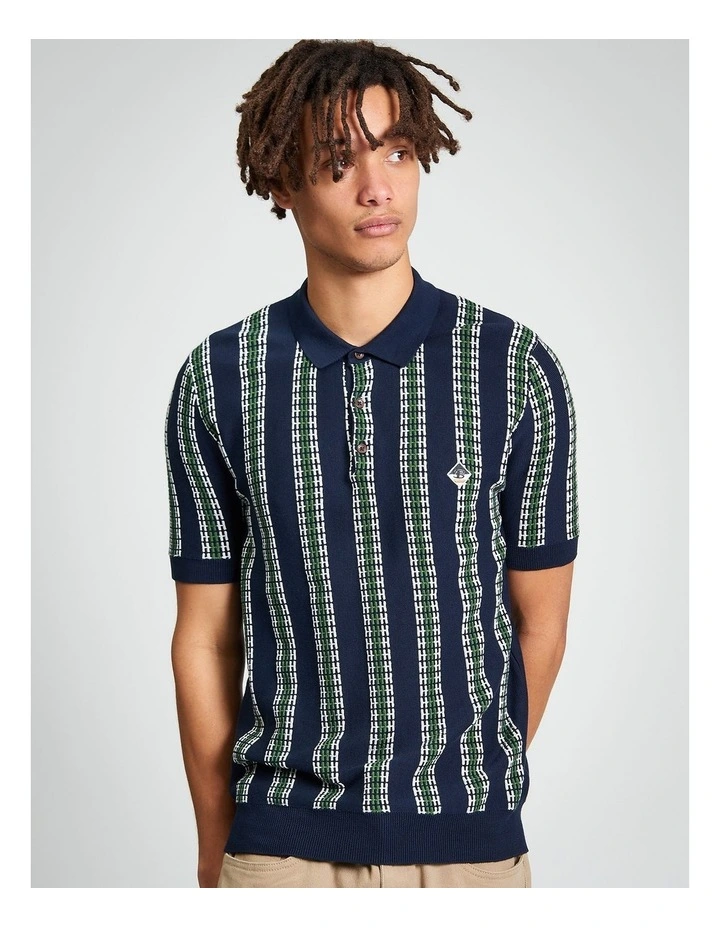 Jacquard Candy Stripe Polo in Dark Navy image 1
