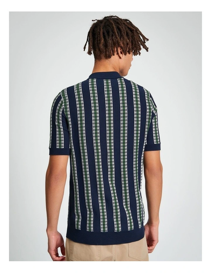 Jacquard Candy Stripe Polo in Dark Navy image 2