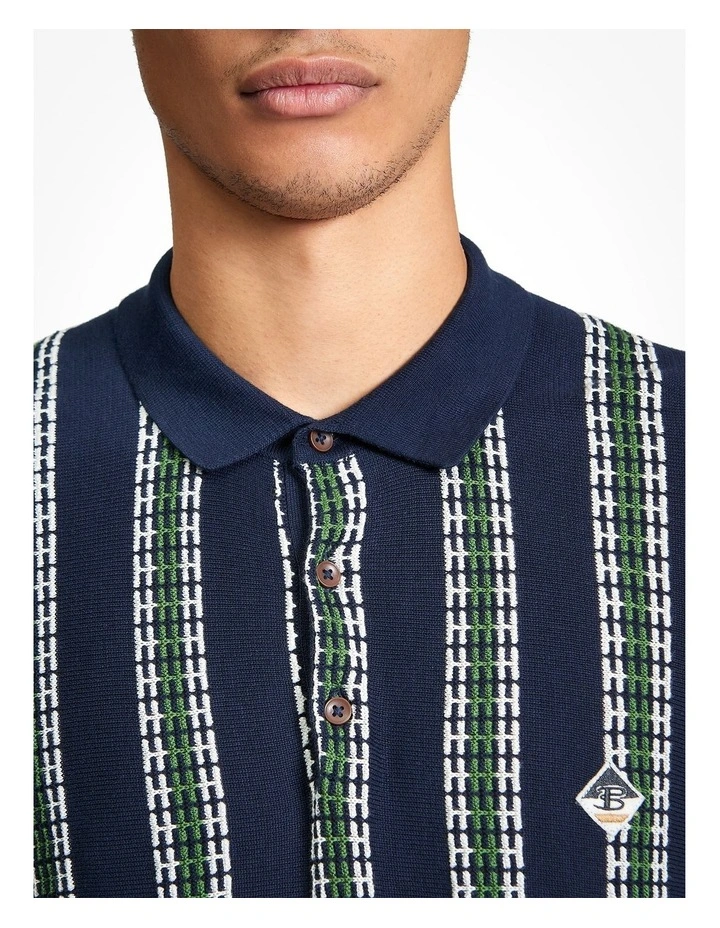 Jacquard Candy Stripe Polo in Dark Navy image 4