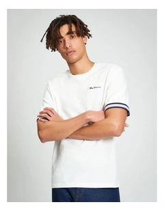 Pique Tipped Tee in Snow White