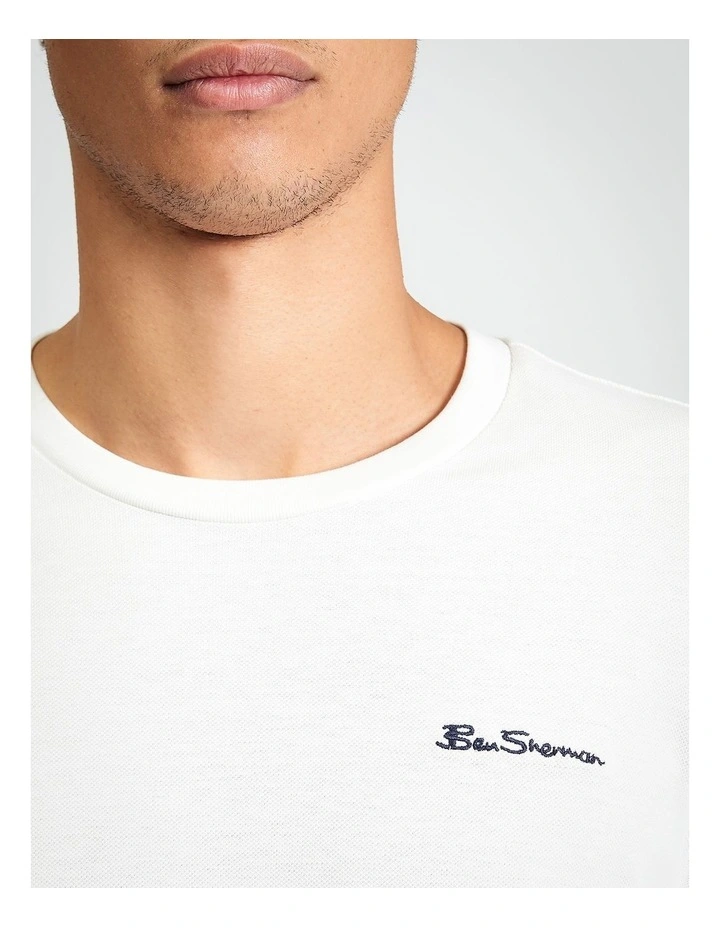 Pique Tipped Tee in Snow White image 4