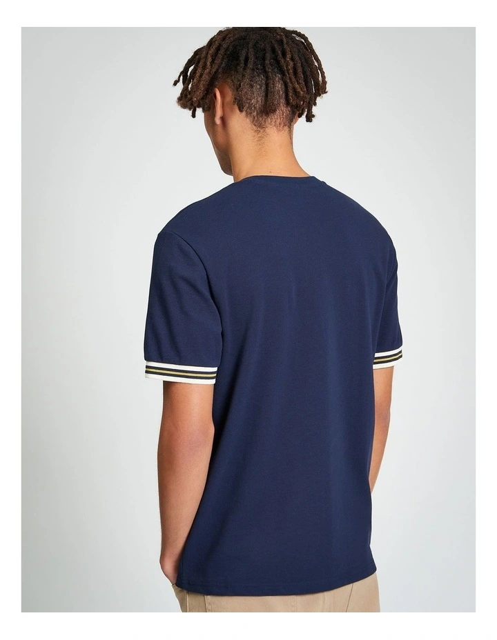 Pique Tipped Tee in Dark Navy image 2