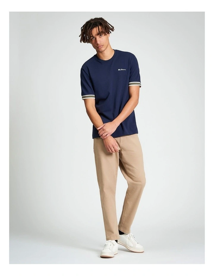 Pique Tipped Tee in Dark Navy image 3