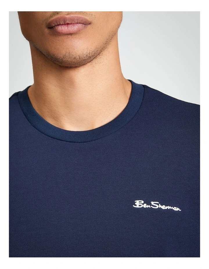 Pique Tipped Tee in Dark Navy image 4