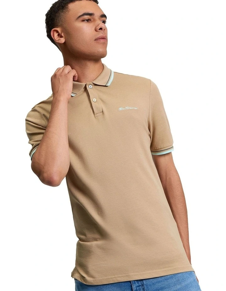 Signature Pique Polo in Sand image 1