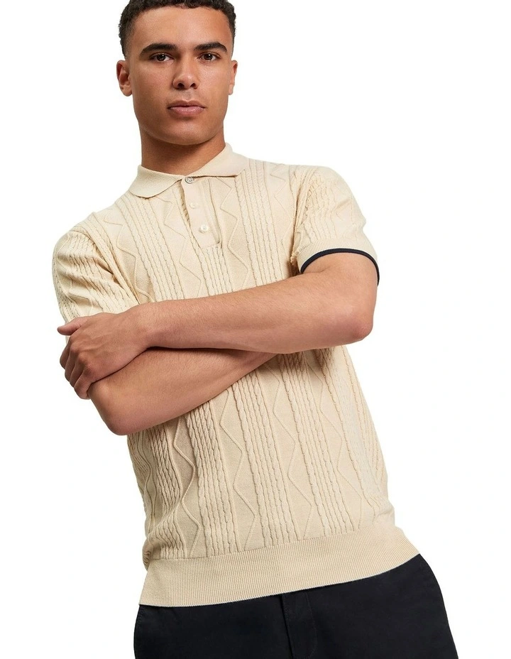 Cable Texture Polo in Fog image 1