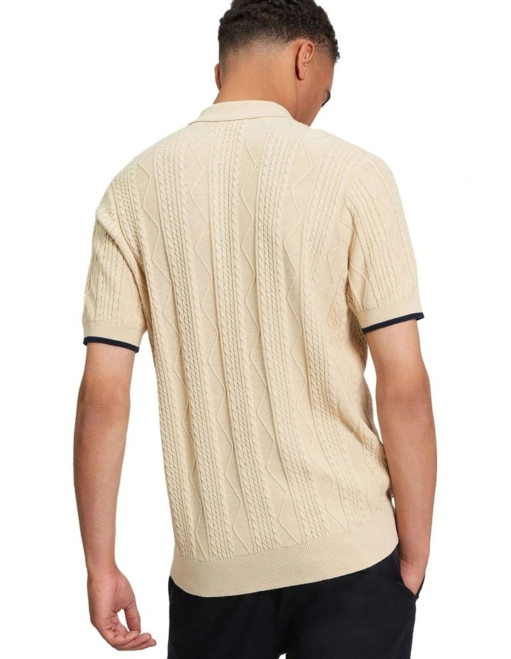 Cable Texture Polo in Fog image 2