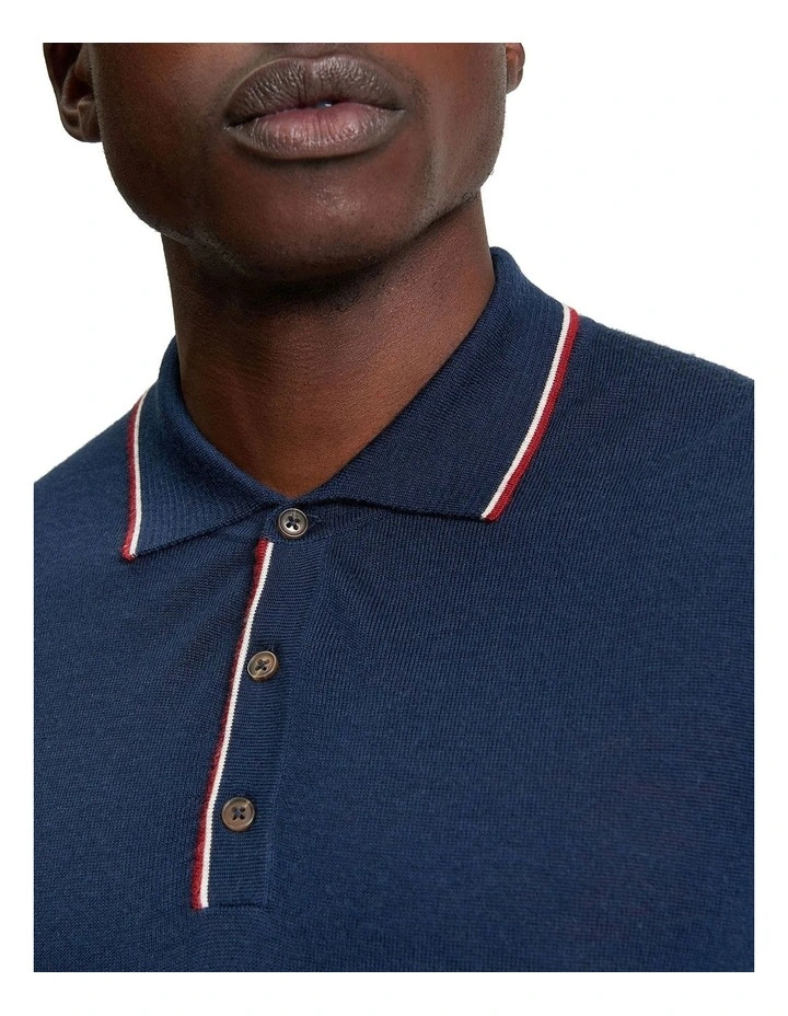 Tipped Merino Polo in Dark Navy image 4