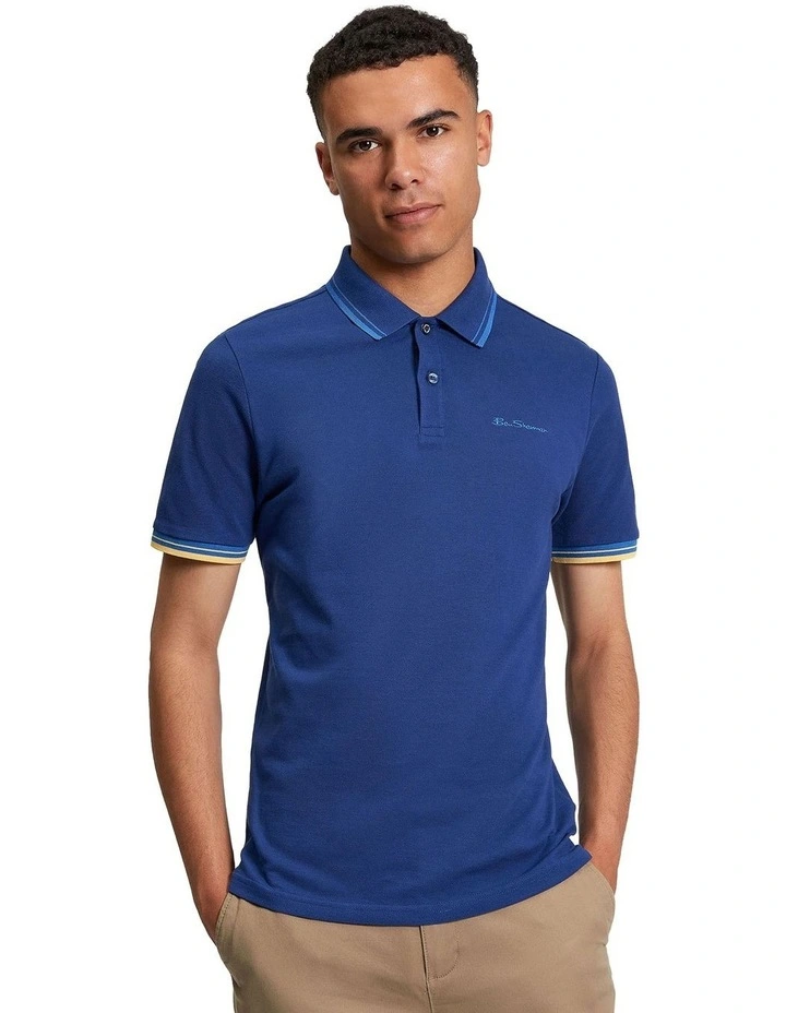 Signature Pique Polo in Persian Blue image 1