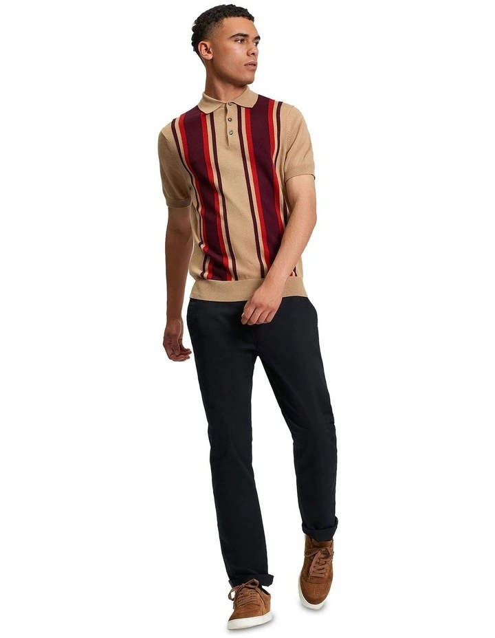 Vertical Stripe Polo in Sand image 3