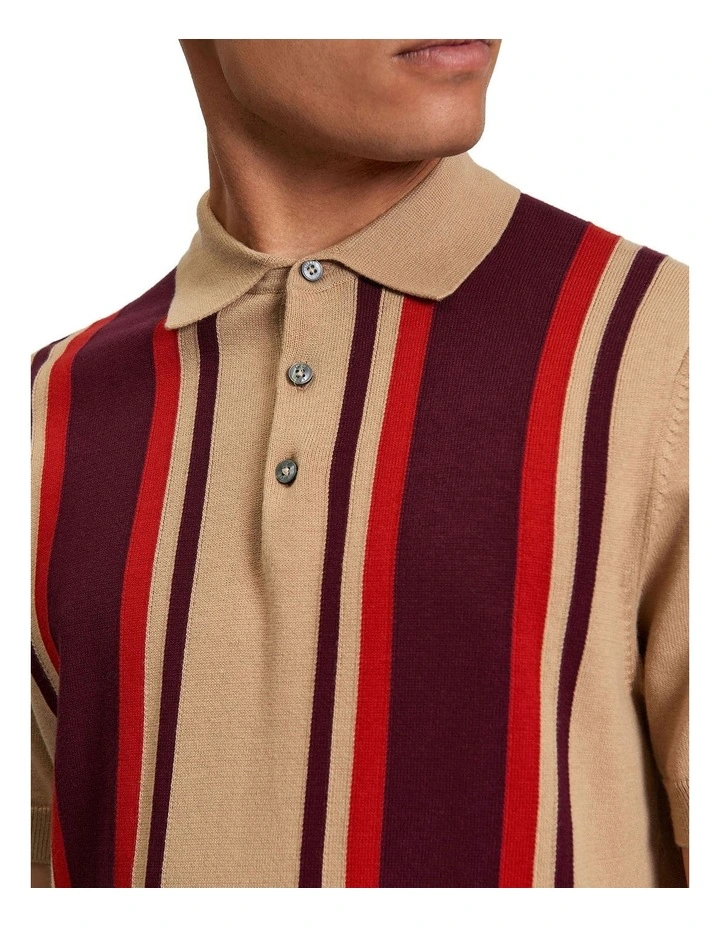 Vertical Stripe Polo in Sand image 4