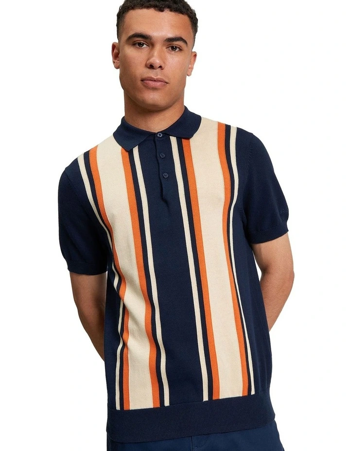 Vertical Stripe Polo in Dark Navy image 1