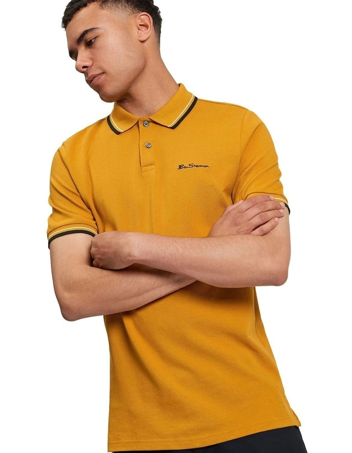 Signature Pique Polo in Mustard image 1