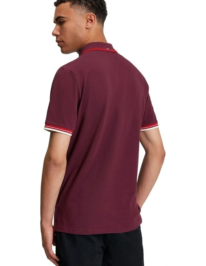 Signature Pique Polo Shirt in Dark Wine image 2