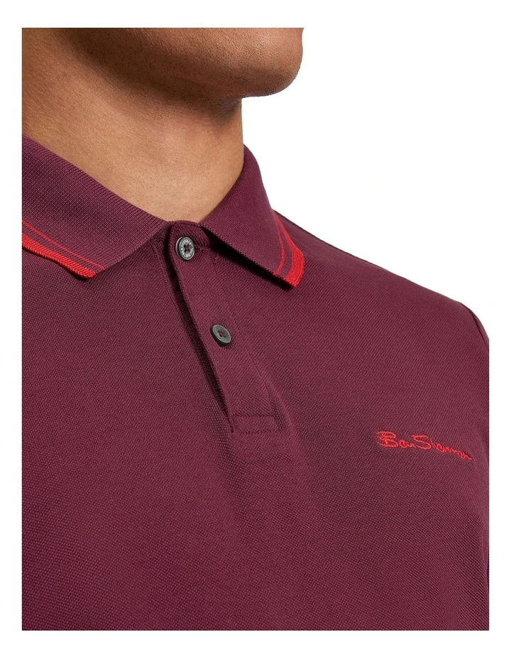 Signature Pique Polo Shirt in Dark Wine image 4