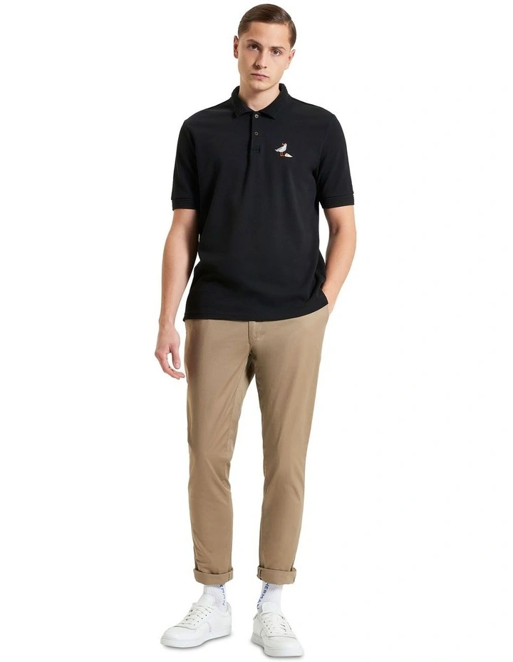 Gull Embroidery Polo in Black image 3