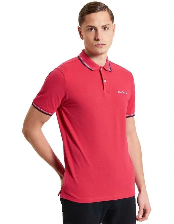 Signature Pique Polo in Cerise image 1