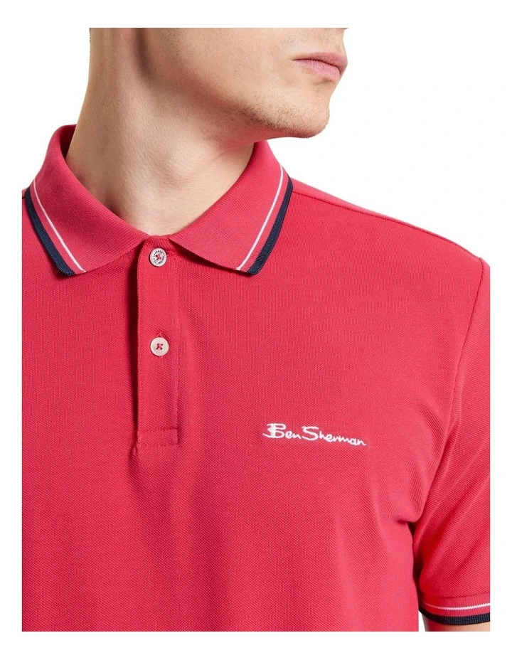 Signature Pique Polo in Cerise image 4