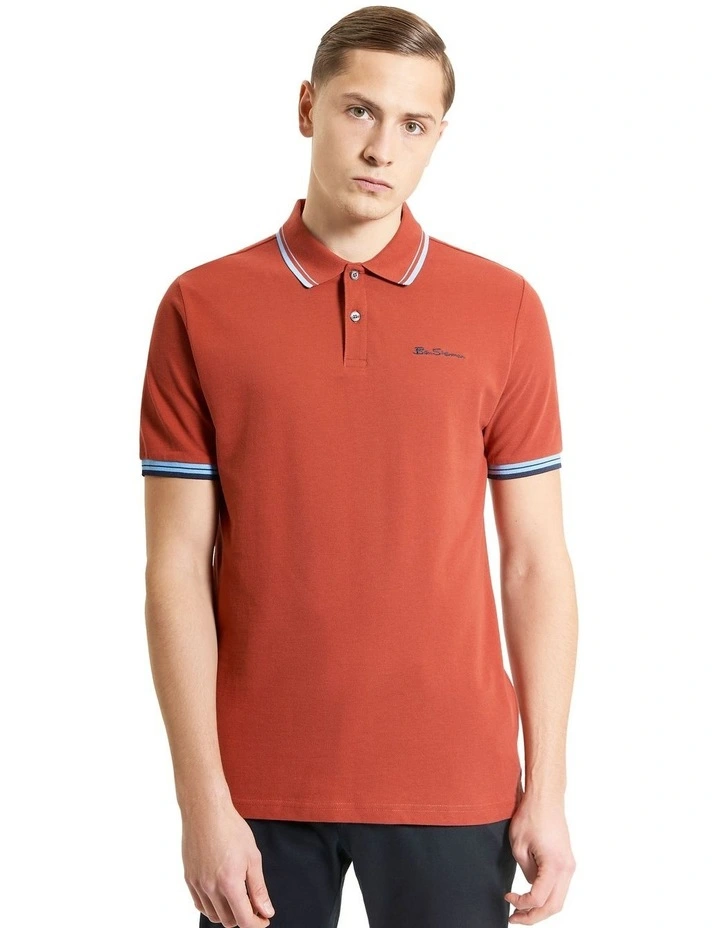 Signature Pique Polo in Brick Red image 1