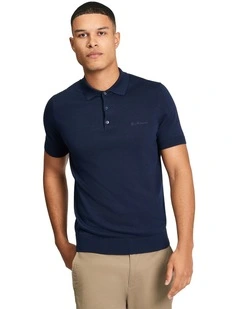 Signature Short Sleeve Polo in Dark Navy