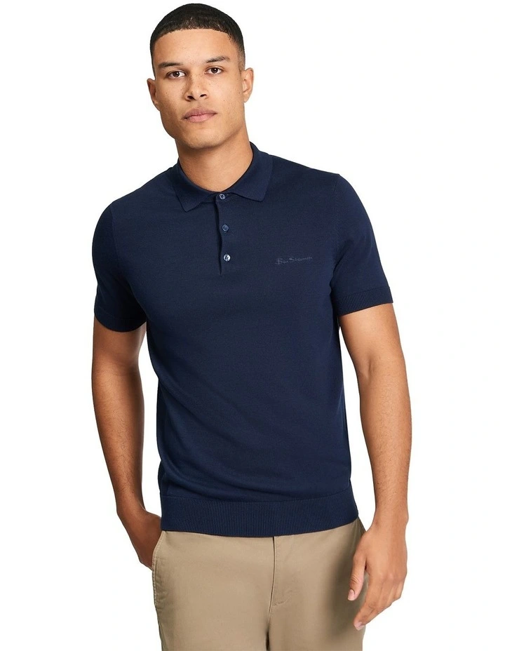 Signature Short Sleeve Polo in Dark Navy image 1
