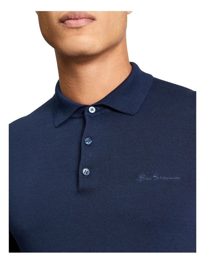 Signature Short Sleeve Polo in Dark Navy image 4