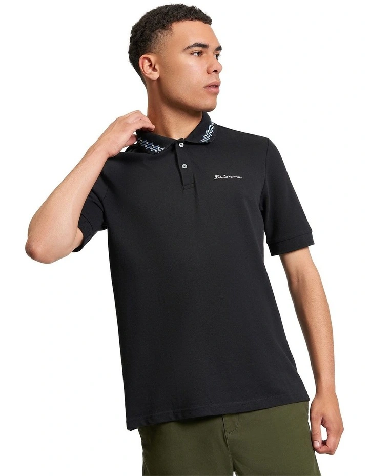Collar Interest Polo Shirt in Black image 1